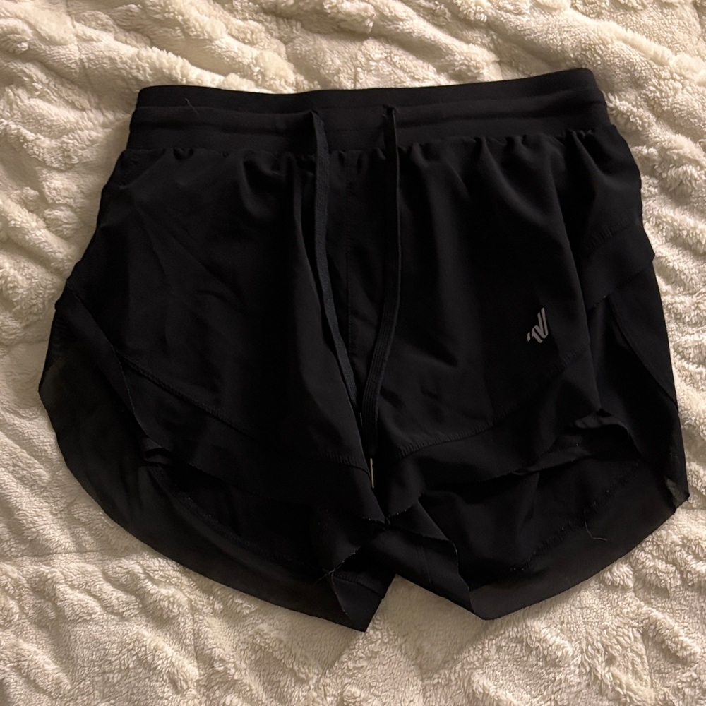 Varsity Black Layered Running Shorts